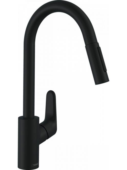 Hansgrohe Focus M41 matt fekete mosogató csaptelep kihúzható