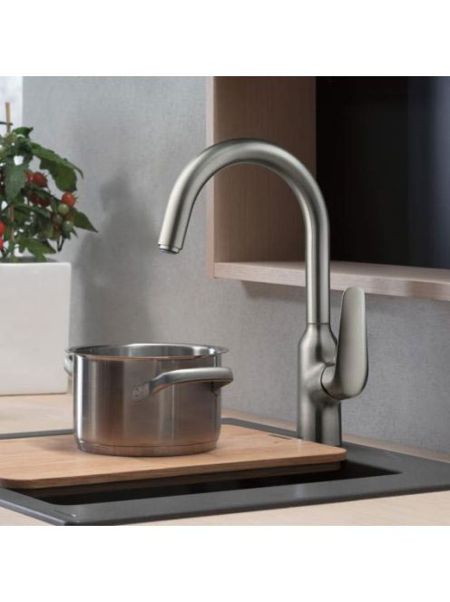 Hansgrohe Focus M42 rozsdamentes acél hatású konyhai csaptel