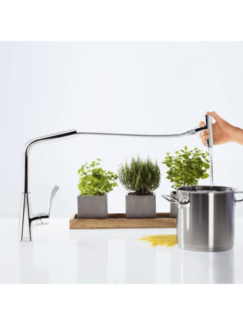 Hansgrohe Metris Select M71 króm konyhai csaptelep, kihúzhat