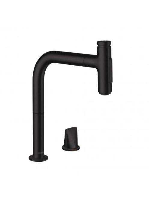 Hansgrohe Metris Select M71 2-lyukú matt fekete konyhai csap