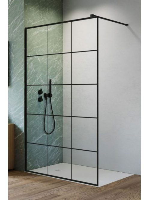 Radaway NES Black Walk-in Factory zuhanyfal 100x200 átlátszó