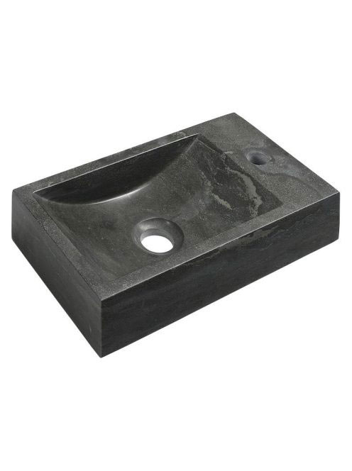 Sapho Blok kőmosdó 40x22cm, jobbos, fekete antracit 2401-28