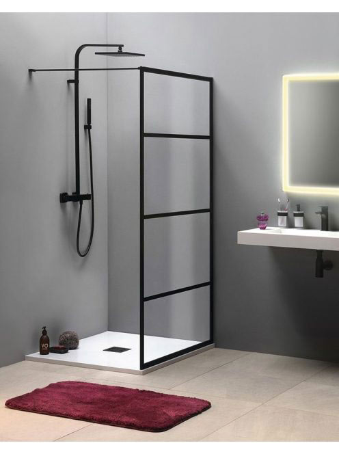 Sapho Gelco Cure Black fix zuhanyfal 80 cm, matt fekete CB80