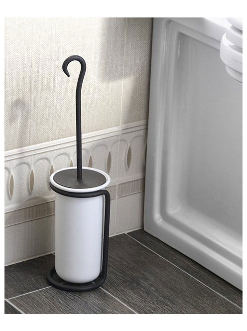 Sapho Rebecca WC-kefe és tartó, fekete CC010 - Fürdőszoba -