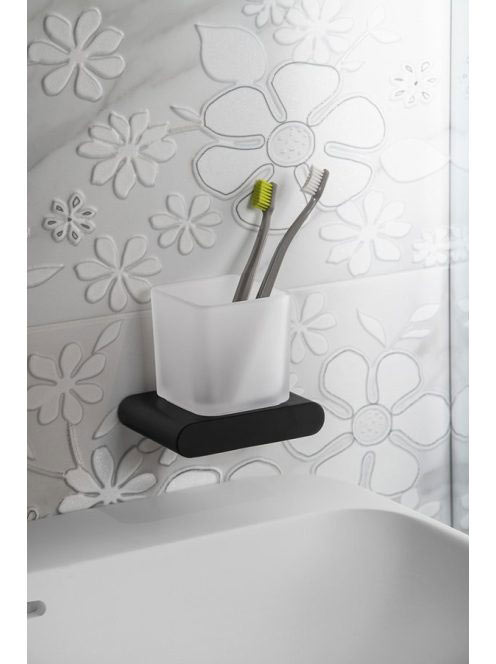 Sapho Flori tejüveges fogkefetartó pohár, fekete RF004/15 -