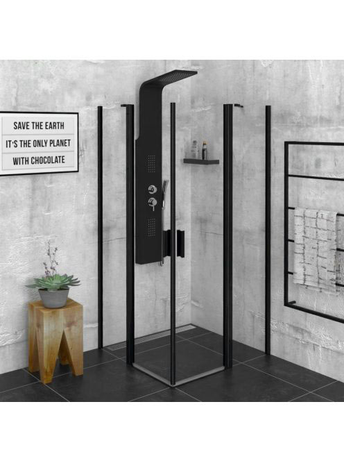 Polysan Zoom Line Black szögletes zuhanykabin 90x90 cm trans