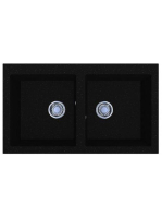 LUNART Charlotte kétmedencés gránit mosogató, Black 59991230