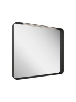 Ravak Strip fekete fürdőszobai tükör 90x70 cm, világítással