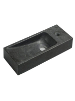 Sapho Blok kőmosdó 38x14cm, jobbos, fekete antracit 2401-31