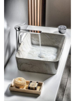 Sapho Dalma kerámia mosdó 48x38 cm, szürke márvány MM513 - F