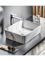 Sapho Dalma kerámia mosdó 48x38 cm, fehér márvány mintázatta