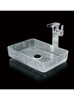 Sapho Beauty Narva gravírozott üvegmosdó 44,5x33 cm, transzp